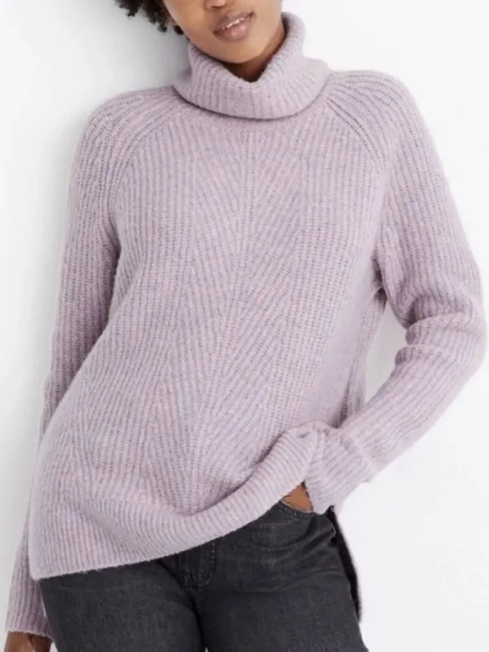 Madewell Mercer lavender slouchy Ribbed Cowl Neck Sweater